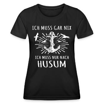 Husum - Frauen Funktions-T-Shirt - Schwarz - Vorne - AI Model Female 172 light (172cm)