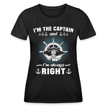 Captain Always Right Kapitän - Women's Functional T-Shirt - black - Front - AI Model Female 172 light (172cm)