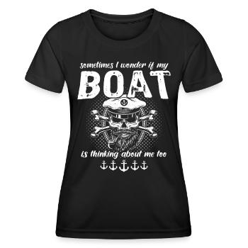 Captain Boat Sayings Boat Owner - Women's Functional T-Shirt - black - Front - AI Model Female 172 light (172cm)