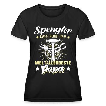 Spengler Papa Bauspengler Vater - Frauen Funktions-T-Shirt - Schwarz - Vorne - AI Model Female 172 light (172cm)