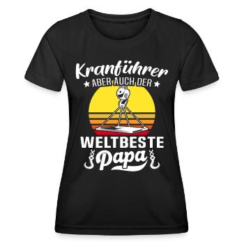 Kranführer Papa Kranfahrer Vatertag - Frauen Funktions-T-Shirt - Schwarz - Vorne - AI Model Female 172 light (172cm)