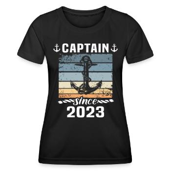 Capitaine 2023 bateau titulaire d’un permis bateau - T-shirt sport Femme - noir - Devant - AI Model Female 172 light (172cm)