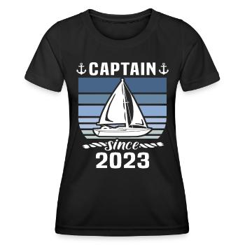 Capitaine 2023 bateau titulaire d’un permis bateau - T-shirt sport Femme - noir - Devant - AI Model Female 172 light (172cm)