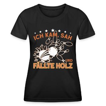 Kegel Holz Kegelverein Biertrinker Kegler Kegeln - Frauen Funktions-T-Shirt - Schwarz - Vorne - AI Model Female 172 light (172cm)