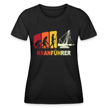 Kranfahrer Evolution Kranführer Kran - Frauen Funktions-T-Shirt - Schwarz - Vorne - AI Model Female 172 light (172cm)