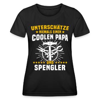Bauspengler Papa Spengler - Frauen Funktions-T-Shirt - Schwarz - Vorne - AI Model Female 172 light (172cm)