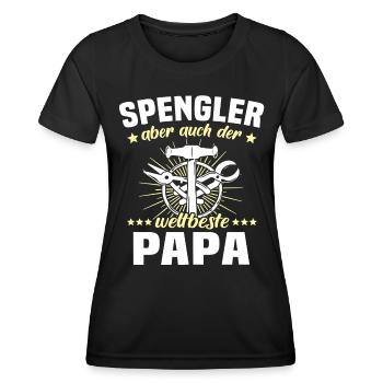 Bauspengler Papa Spengler - Frauen Funktions-T-Shirt - Schwarz - Vorne - AI Model Female 172 light (172cm)