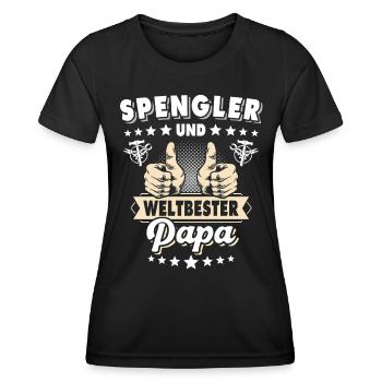 Bauspengler Papa Spengler - Frauen Funktions-T-Shirt - Schwarz - Vorne - AI Model Female 172 light (172cm)