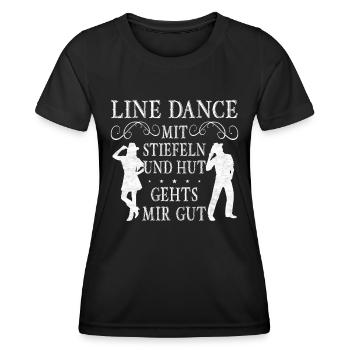 Linedance Clothing Women Country Line dance - Women's Functional T-Shirt - black - Front - AI Model Female 172 light (172cm)