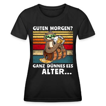 Faultier Bier Morgenmuffel - Frauen Funktions-T-Shirt - Schwarz - Vorne - AI Model Female 172 light (172cm)