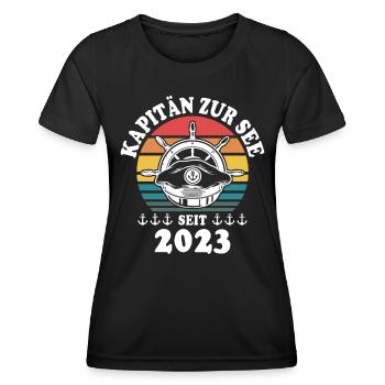 Kapitän 2023 Bootsführerschein Boot - Frauen Funktions-T-Shirt - Schwarz - Vorne - AI Model Female 172 light (172cm)