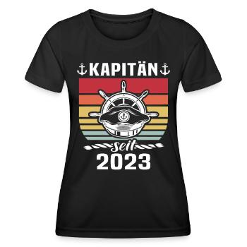 Kapitän Boot Bootsführerschein 2023 - Frauen Funktions-T-Shirt - Schwarz - Vorne - AI Model Female 172 light (172cm)