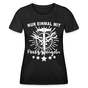 Bauspengler Karosseriespengler Spengler - Frauen Funktions-T-Shirt - Schwarz - Vorne - AI Model Female 172 light (172cm)