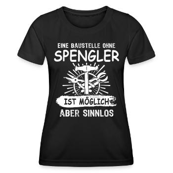 Spengler Bauspengler Karosseriespengler - Frauen Funktions-T-Shirt - Schwarz - Vorne - AI Model Female 172 light (172cm)