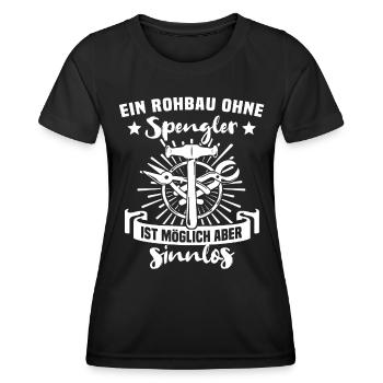Spengler Bauspengler Karosseriespengler - Frauen Funktions-T-Shirt - Schwarz - Vorne - AI Model Female 172 light (172cm)