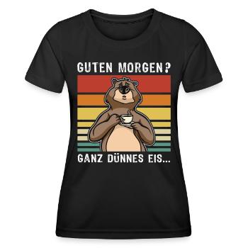 Bär Kaffee Bärchen - Frauen Funktions-T-Shirt - Schwarz - Vorne - AI Model Female 172 light (172cm)