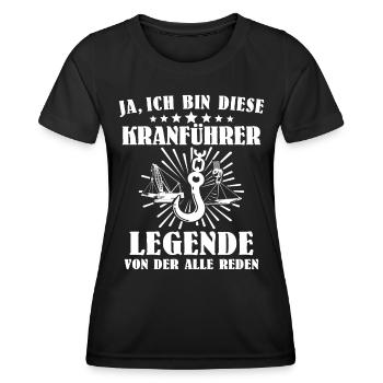 Kranfahrer Kranführer Kran Fahren - Frauen Funktions-T-Shirt - Schwarz - Vorne - AI Model Female 172 light (172cm)