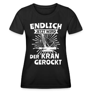 Kranführer Kran Kranfahrer - Frauen Funktions-T-Shirt - Schwarz - Vorne - AI Model Female 172 light (172cm)