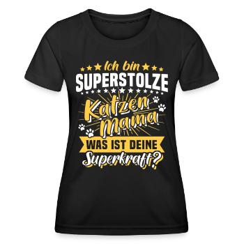 Katzenmama Katze Mama - Frauen Funktions-T-Shirt - Schwarz - Vorne - AI Model Female 172 light (172cm)