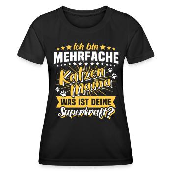 Mehrfache Katzenmama Katze Mama - Frauen Funktions-T-Shirt - Schwarz - Vorne - AI Model Female 172 light (172cm)