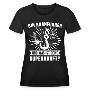 Kranführer Kran Kranfahrer - Frauen Funktions-T-Shirt - Schwarz - Vorne - AI Model Female 172 light (172cm)