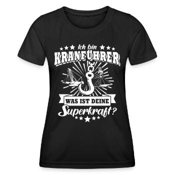 Kranführer Kran Kranfahrer - Frauen Funktions-T-Shirt - Schwarz - Vorne - AI Model Female 172 light (172cm)