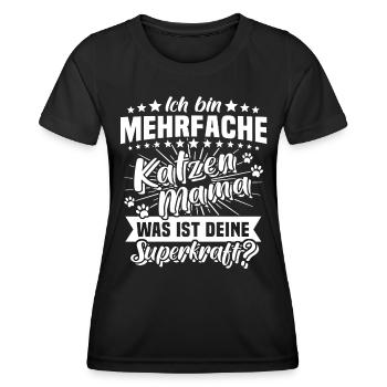 Katzen Mama Mehrfache Katzenmama - Frauen Funktions-T-Shirt - Schwarz - Vorne - AI Model Female 172 light (172cm)