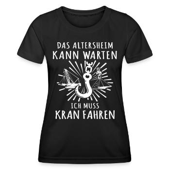 Kranführer Kran Kranfahrer - Frauen Funktions-T-Shirt - Schwarz - Vorne - AI Model Female 172 light (172cm)
