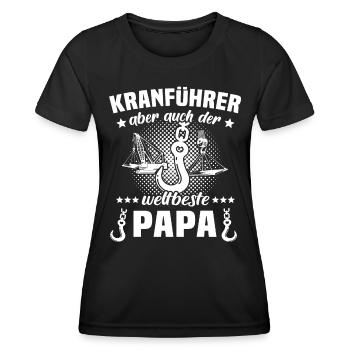Kranfahrer Papa Kran - Frauen Funktions-T-Shirt - Schwarz - Vorne - AI Model Female 172 light (172cm)