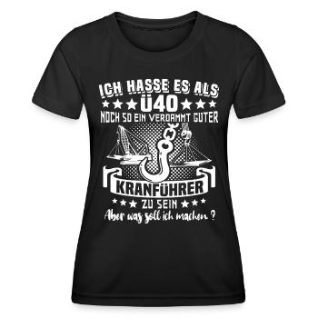 Kranführer 40. Geburtstag Ü40 Jahre Kran - Frauen Funktions-T-Shirt - Schwarz - Vorne - AI Model Female 172 light (172cm)