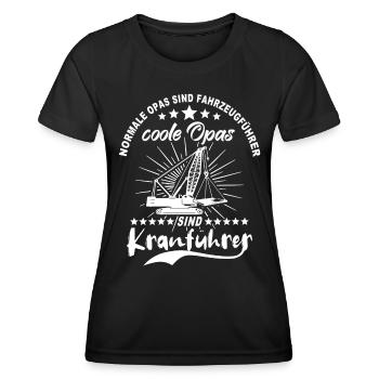 Kranfahrer Opa Kran - Frauen Funktions-T-Shirt - Schwarz - Vorne - AI Model Female 172 light (172cm)