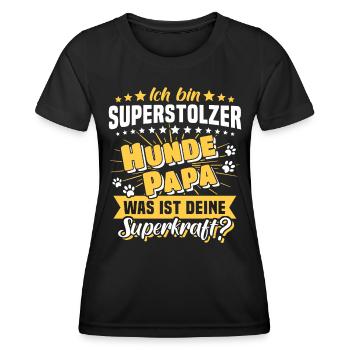Superkraft Hundepapa Hund Papa - Frauen Funktions-T-Shirt - Schwarz - Vorne - AI Model Female 172 light (172cm)