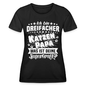 Katze Papa Katzenpapa dreifach - Frauen Funktions-T-Shirt - Schwarz - Vorne - AI Model Female 172 light (172cm)