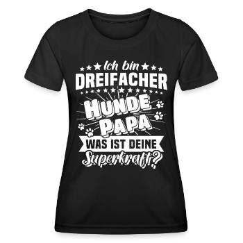 Hund Papa Hundepapa dreifach - Frauen Funktions-T-Shirt - Schwarz - Vorne - AI Model Female 172 light (172cm)