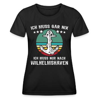 Wilhelmshaven Sprüche Wilhelmshavener Spruch - Frauen Funktions-T-Shirt - Schwarz - Vorne - AI Model Female 172 light (172cm)