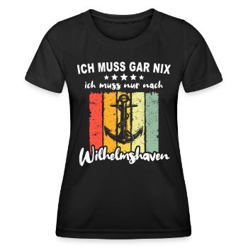 Lustige Wilhelmshaven Sprüche - Frauen Funktions-T-Shirt - Schwarz - Vorne - AI Model Female 172 light (172cm)