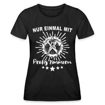 Zimmermann Zimmern Zimmerer - Frauen Funktions-T-Shirt - Schwarz - Vorne - AI Model Female 172 light (172cm)