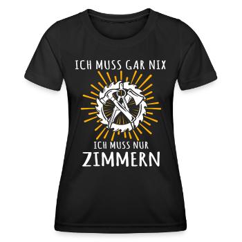 Zimmermann Zimmerer Zimmerleute - Frauen Funktions-T-Shirt - Schwarz - Vorne - AI Model Female 172 light (172cm)