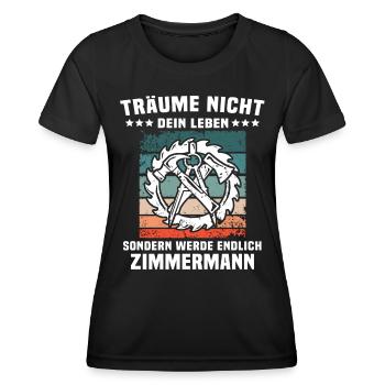 Zimmerer Sprüche Zimmermann - Frauen Funktions-T-Shirt - Schwarz - Vorne - AI Model Female 172 light (172cm)