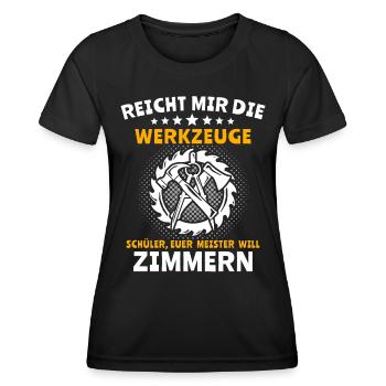 Zimmermann Zimmerer Zimmerleute - Frauen Funktions-T-Shirt - Schwarz - Vorne - AI Model Female 172 light (172cm)
