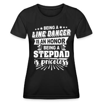 Line Dance Stiefpapa Line Dancing Stiefvater - Frauen Funktions-T-Shirt - Schwarz - Vorne - AI Model Female 172 light (172cm)