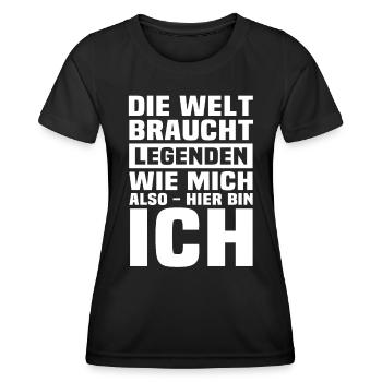 Legenden Geschenk Legende - Frauen Funktions-T-Shirt - Schwarz - Vorne - AI Model Female 172 light (172cm)