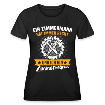 Zimmermann Zimmerer Zimmerleute - Frauen Funktions-T-Shirt - Schwarz - Vorne - AI Model Female 172 light (172cm)