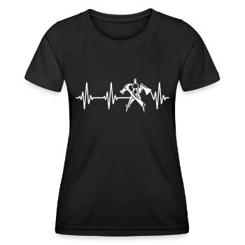 Ligne cardiaque de charpentier Zimmermann ECG - T-shirt sport Femme - noir - Devant - AI Model Female 172 light (172cm)