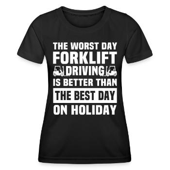 Staplerfahrer Gabelstapler - Frauen Funktions-T-Shirt - Schwarz - Vorne - AI Model Female 172 light (172cm)