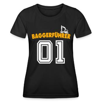 Baggerführer Bagger Baggerfahrer - Frauen Funktions-T-Shirt - Schwarz - Vorne - AI Model Female 172 light (172cm)