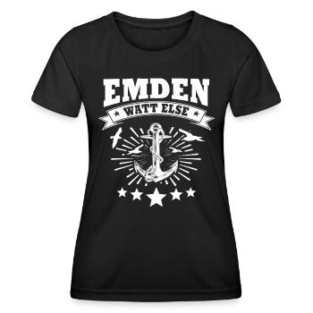 Dictons d’Emden - T-shirt sport Femme - noir - Devant - AI Model Female 172 light (172cm)