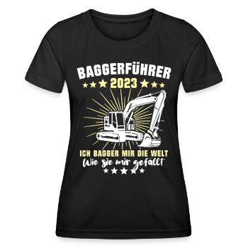 Excavator Operator 2023 Excavator Driver Excavator - Women's Functional T-Shirt - black - Front - AI Model Female 172 light (172cm)