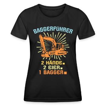 Baggerfahrer Bagger Fahren - Frauen Funktions-T-Shirt - Schwarz - Vorne - AI Model Female 172 light (172cm)