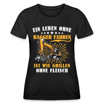 Baggerfahrer Bagger Fahren - Frauen Funktions-T-Shirt - Schwarz - Vorne - AI Model Female 172 light (172cm)